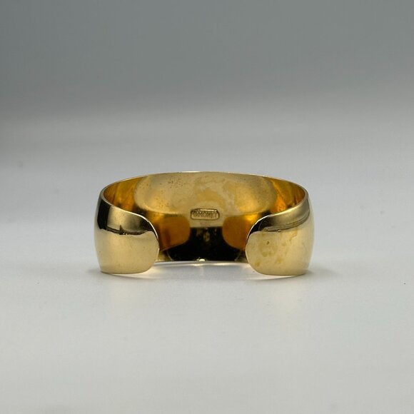 Vintage Monet Cuff Bracelet Gold Tone Chunky Sculptural Wide Band 6.5" - Picture 4 of 9